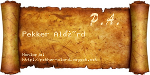 Pekker Alárd névjegykártya